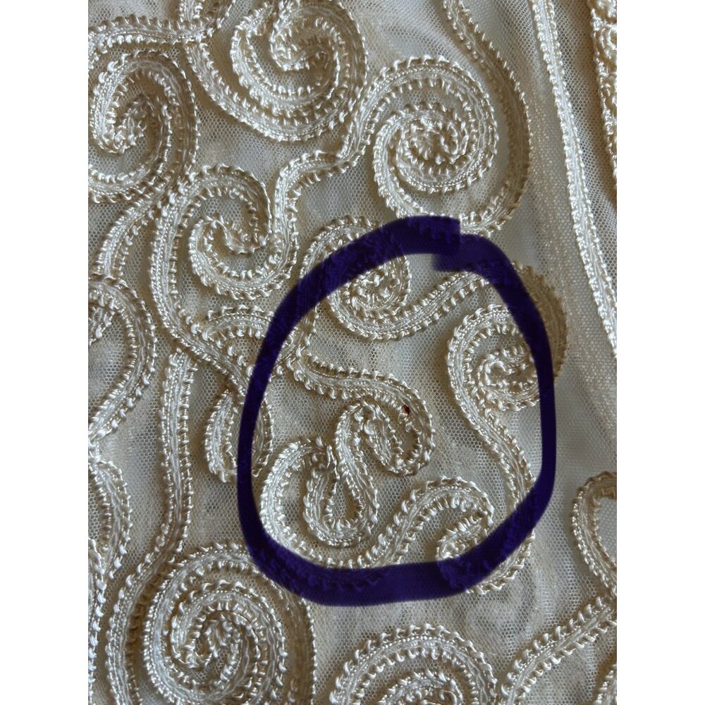 Vintage Womens XL Cardigan Ivory Embroidered Ornate Detailing Button-up Sheer - Picture 8 of 11